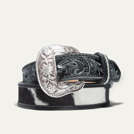 Hand-Tooled Cowboy Haircalf Belt - Will Leather Goods