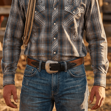 Hand-Tooled Basketweave Belt - Will Leather Goods