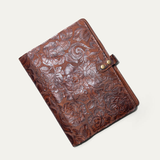 Floral Large Leather Journal Cover - Will Leather Goods