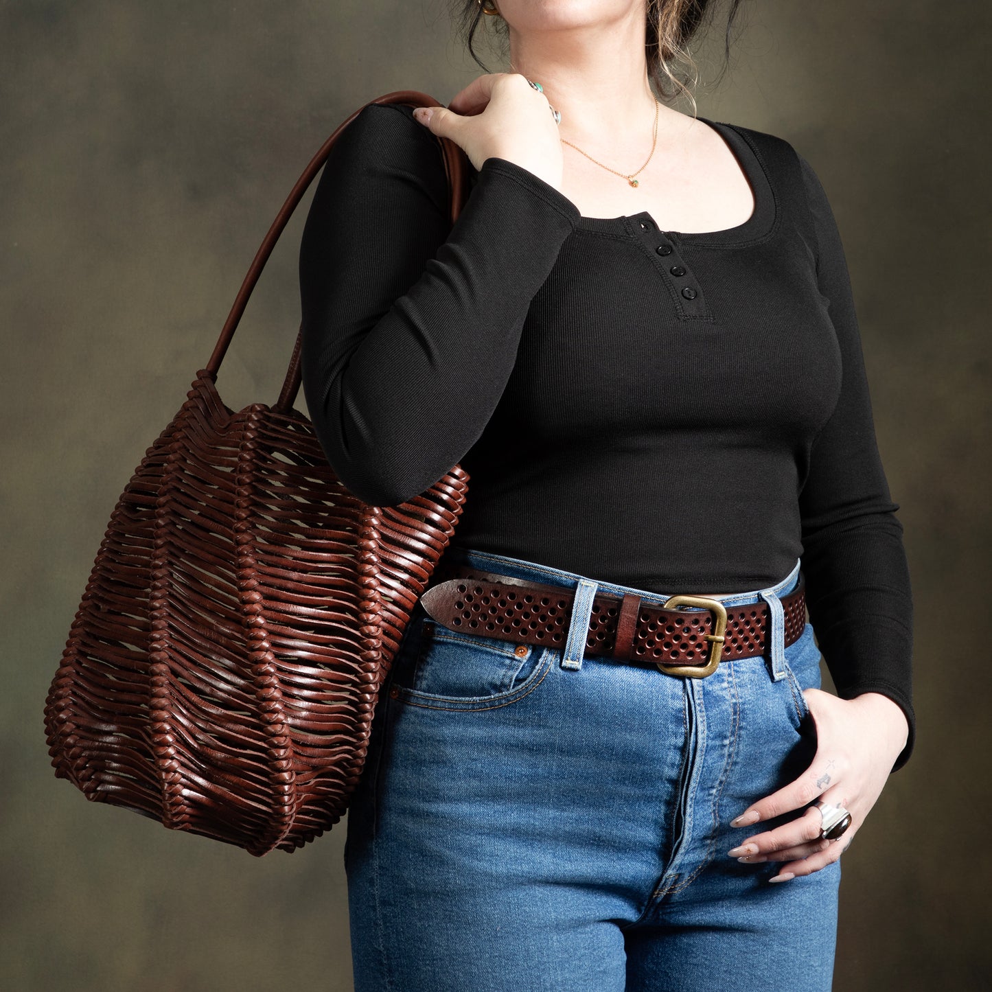 Artisan Hand Laced Bucket Bag