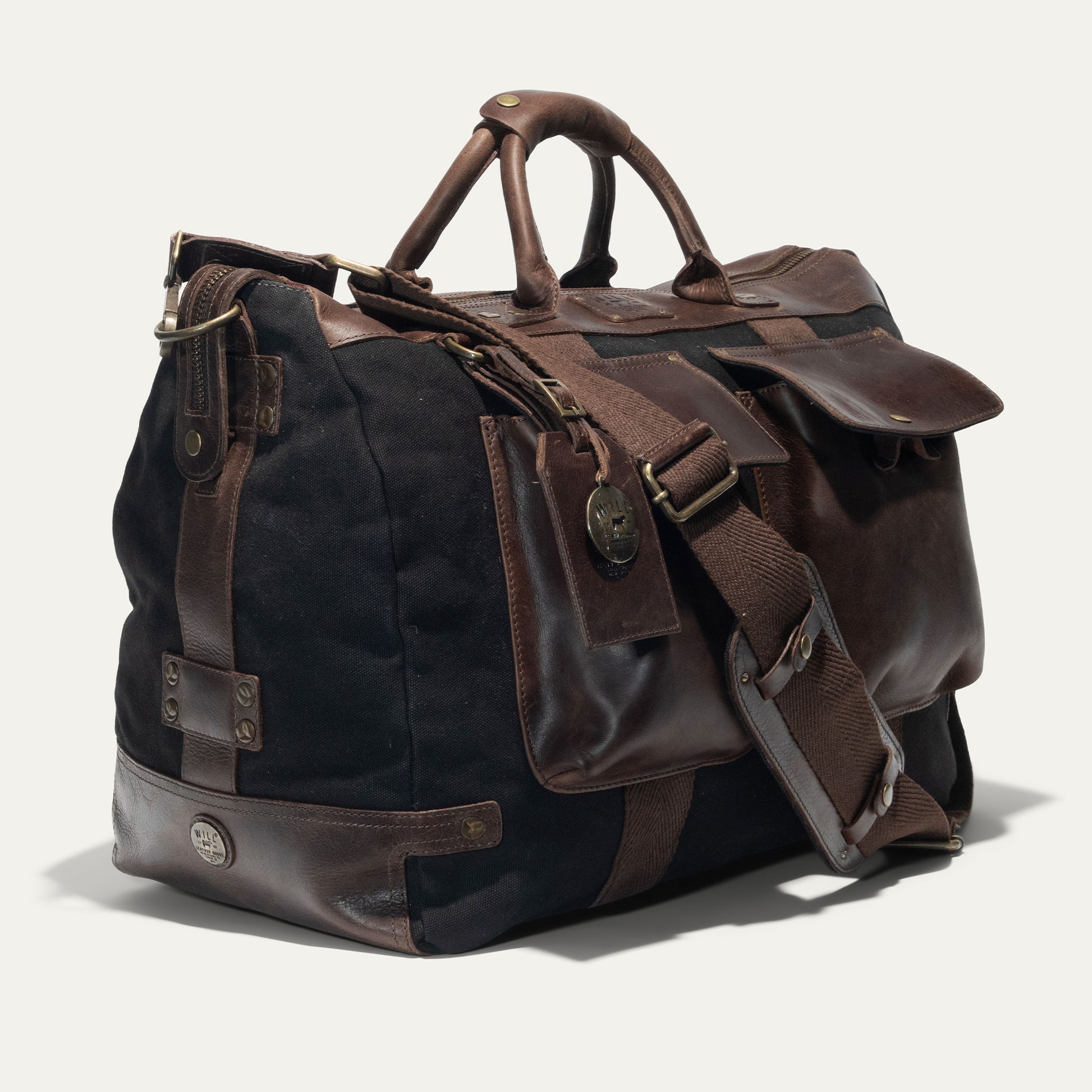 Canvas & Leather Travel Duffle Will Leather Goods Canvas & Leather Travel Duffle Will Leather Goods