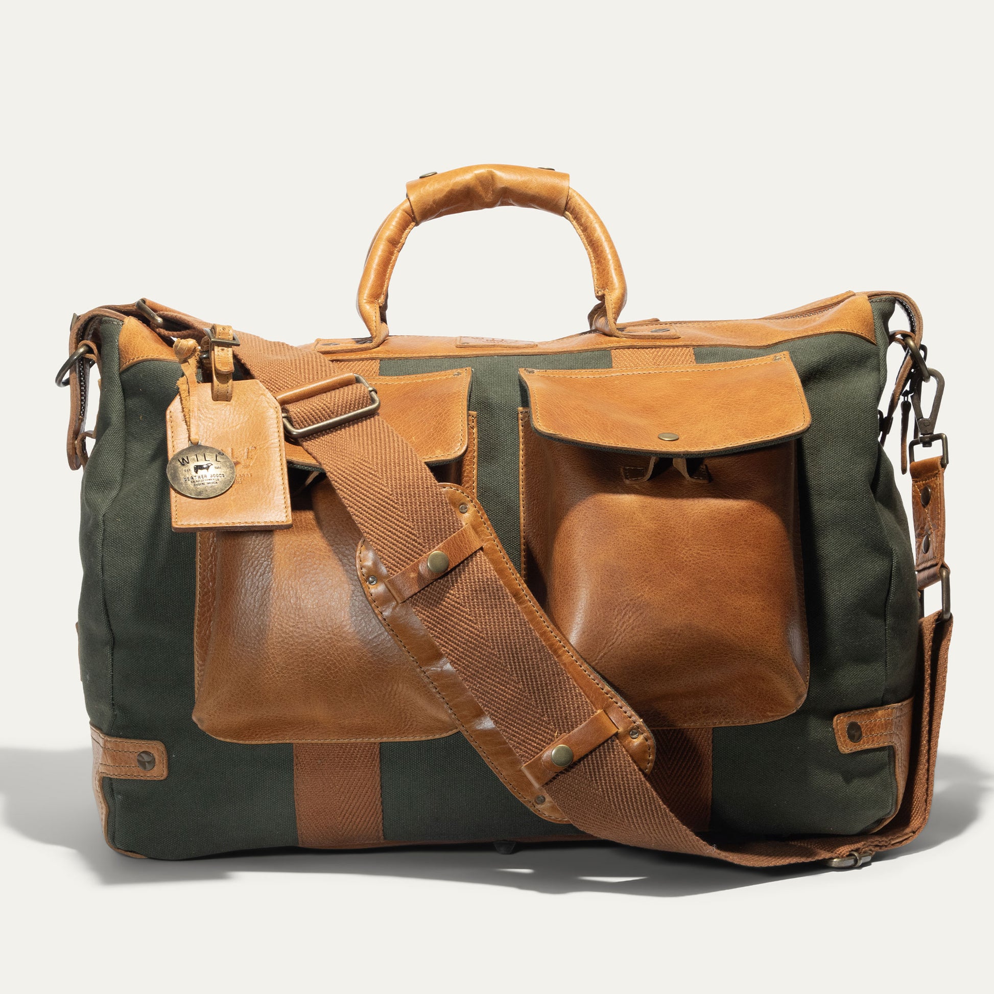men's canvas travel duffle bag Gonex 50L quality canvas fabric leather duffle bag