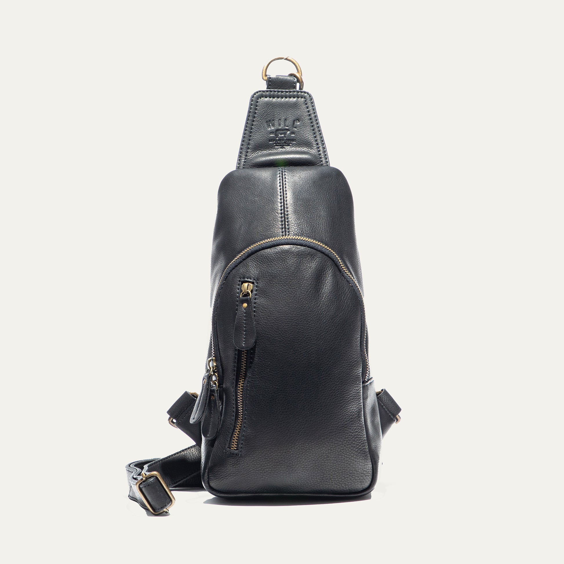 black leather sling bag backpack Zip Around Sling - Black