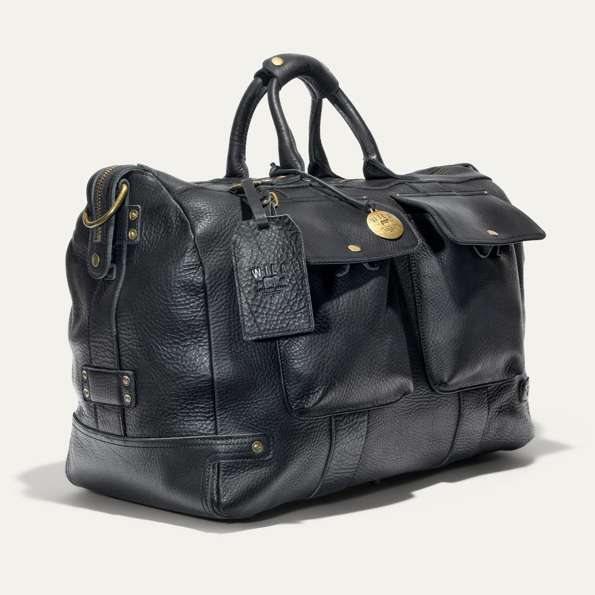 black leather travel duffel bag Will Leather Goods