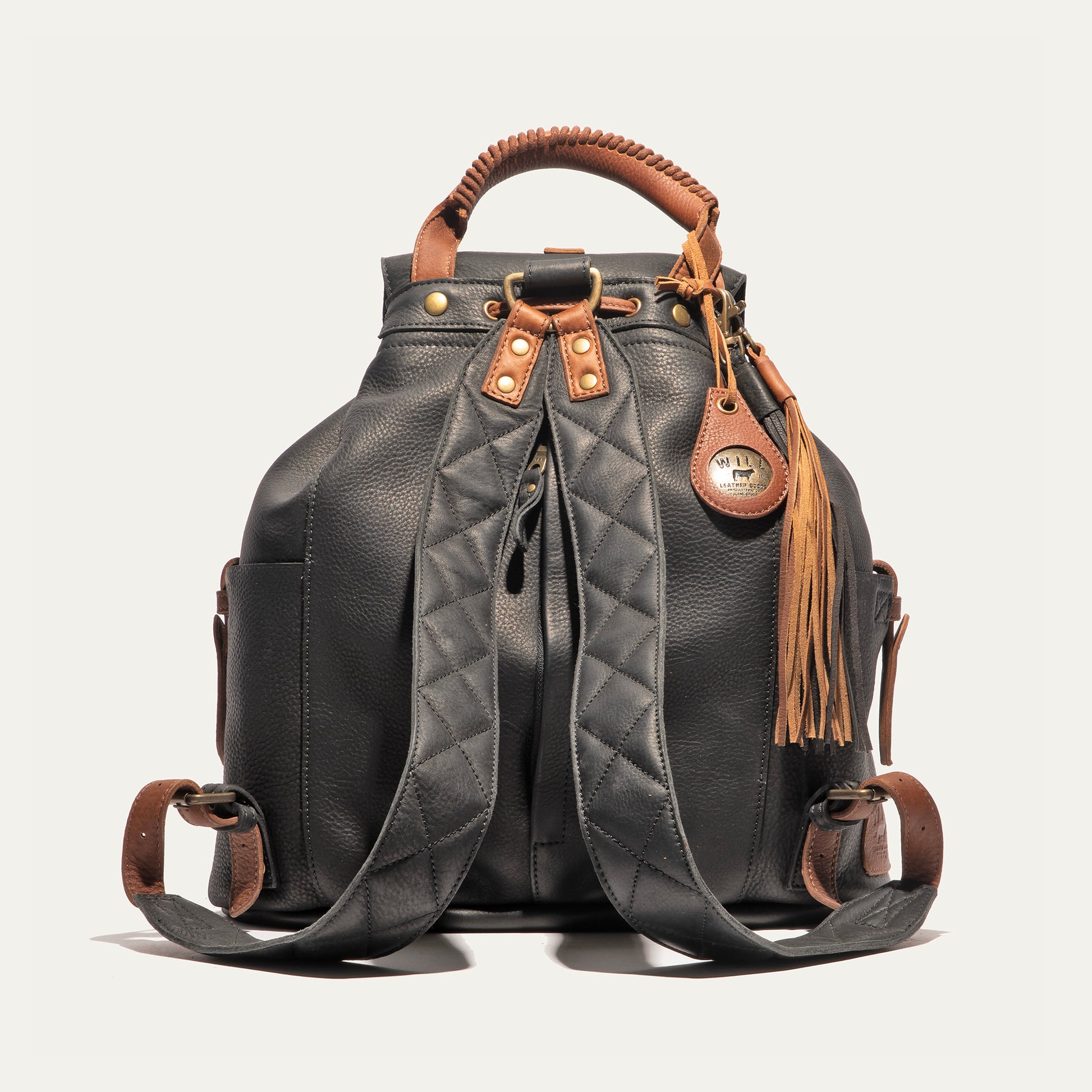 black leather backpack vs brown leather backpack Rainier Backpack - Black & Cognac