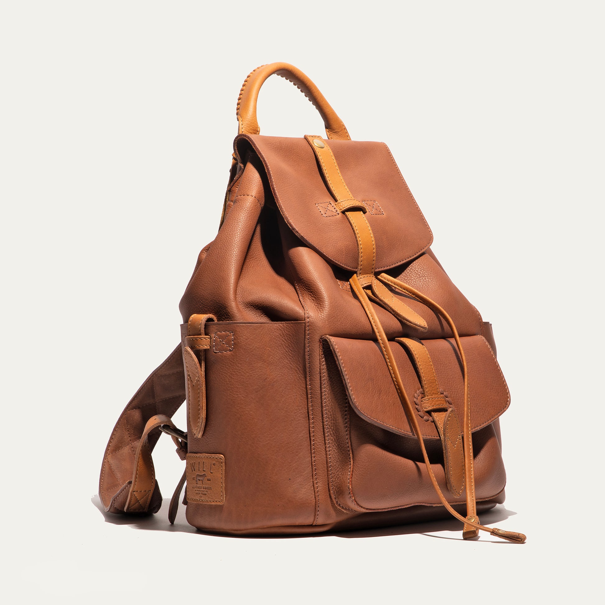 chestnut leather or pleather backpack Rainier Backpack - Black & Cognac