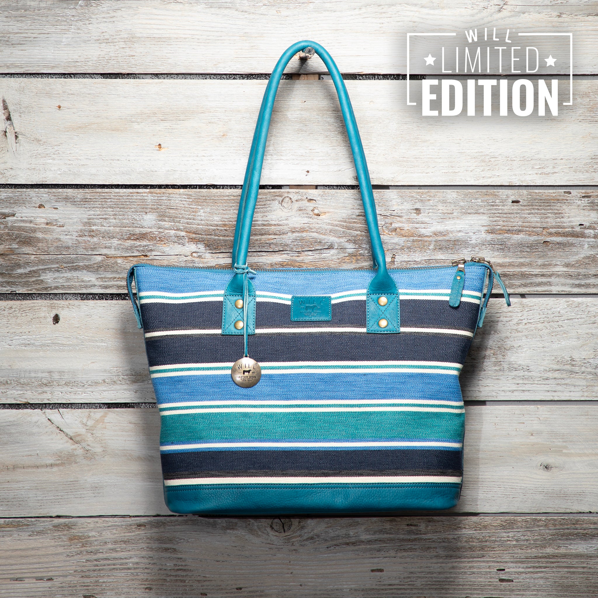 Twenty Four Seven Limited Edition Leather Tote Mountain Stripes Blue | Handbag/Shoulder Bag: Work