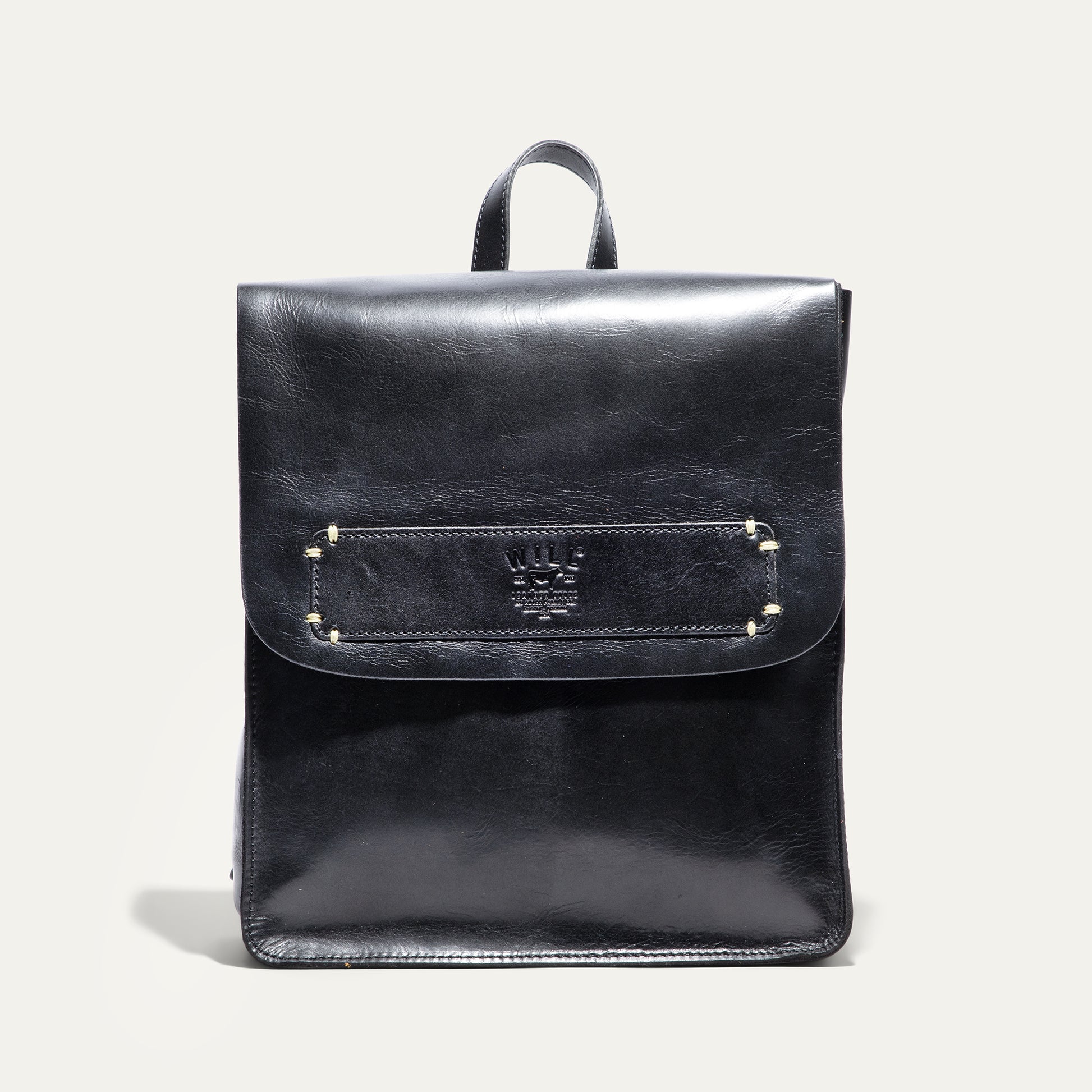 black and white leather backpack Will Leather Goods Simple Backpack