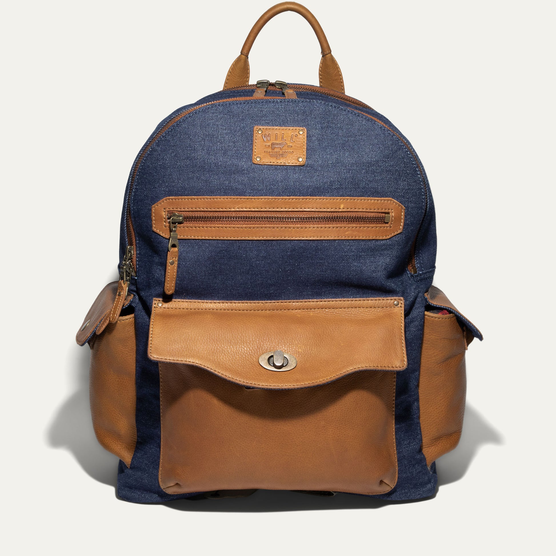 canvas backpack leather accents Canvas & Leather Backpack in Multi