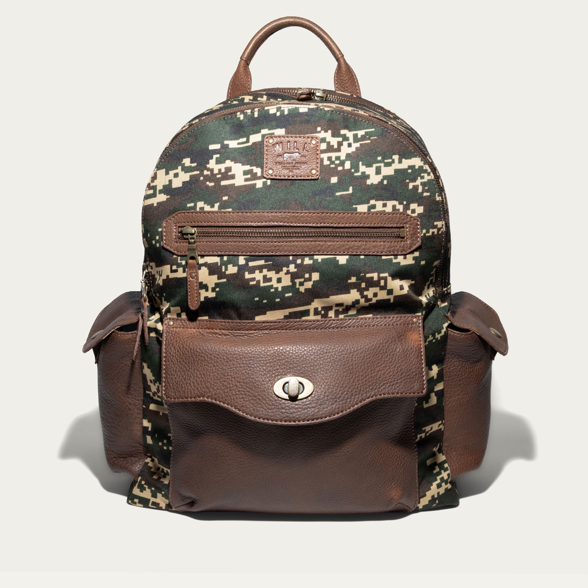 Canvas & Leather Backpack - Digital Camo / Cognac Canvas & Leather Backpack - Digital Camo / Cognac