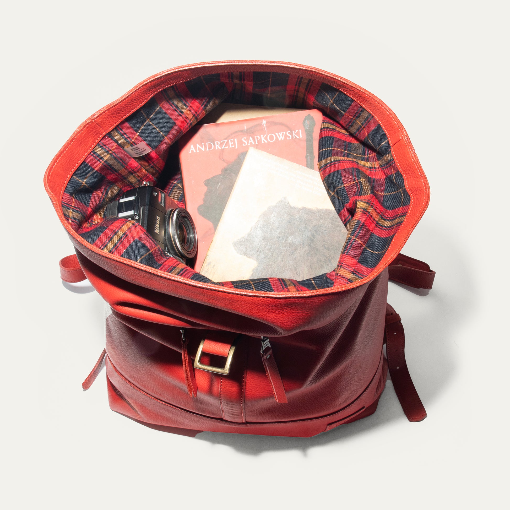 Roll Top Backpack - RED