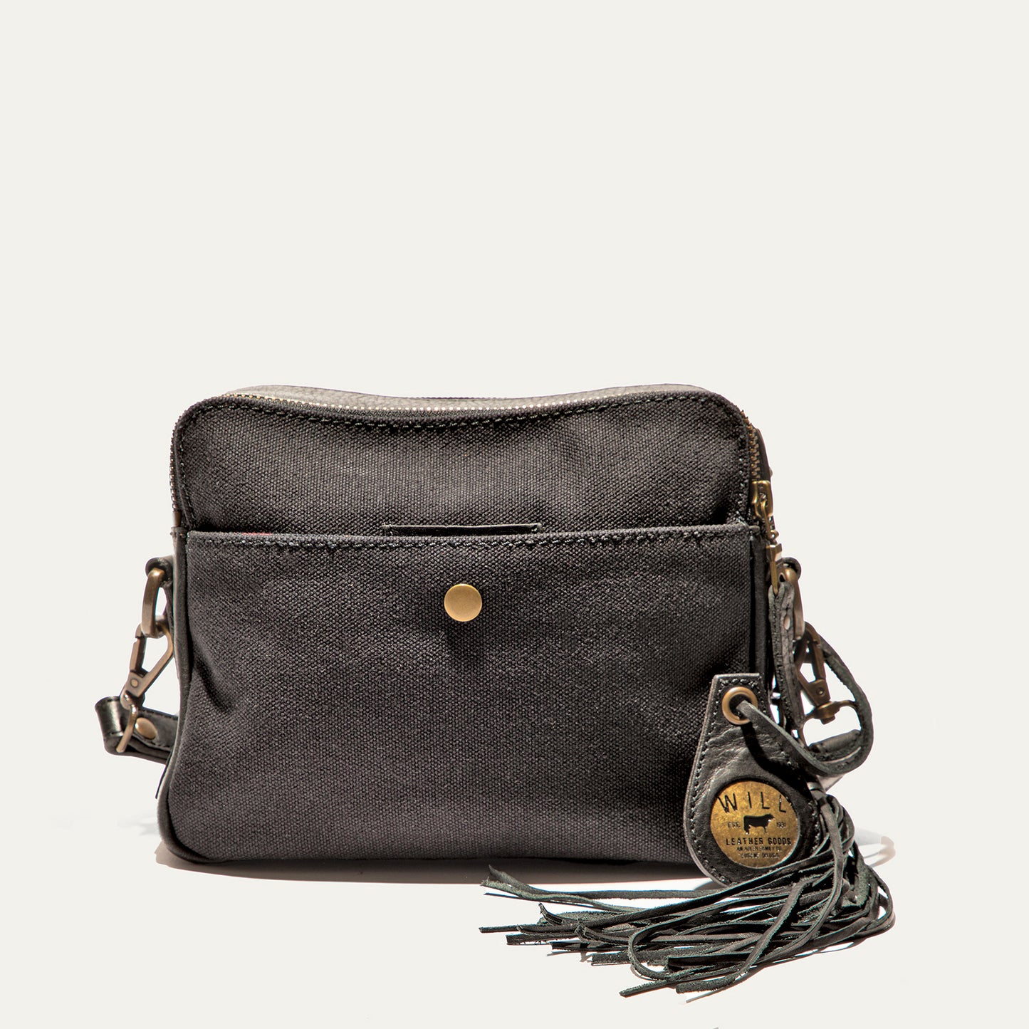 Everyday Double Zip Canvas And Leather Crossbody