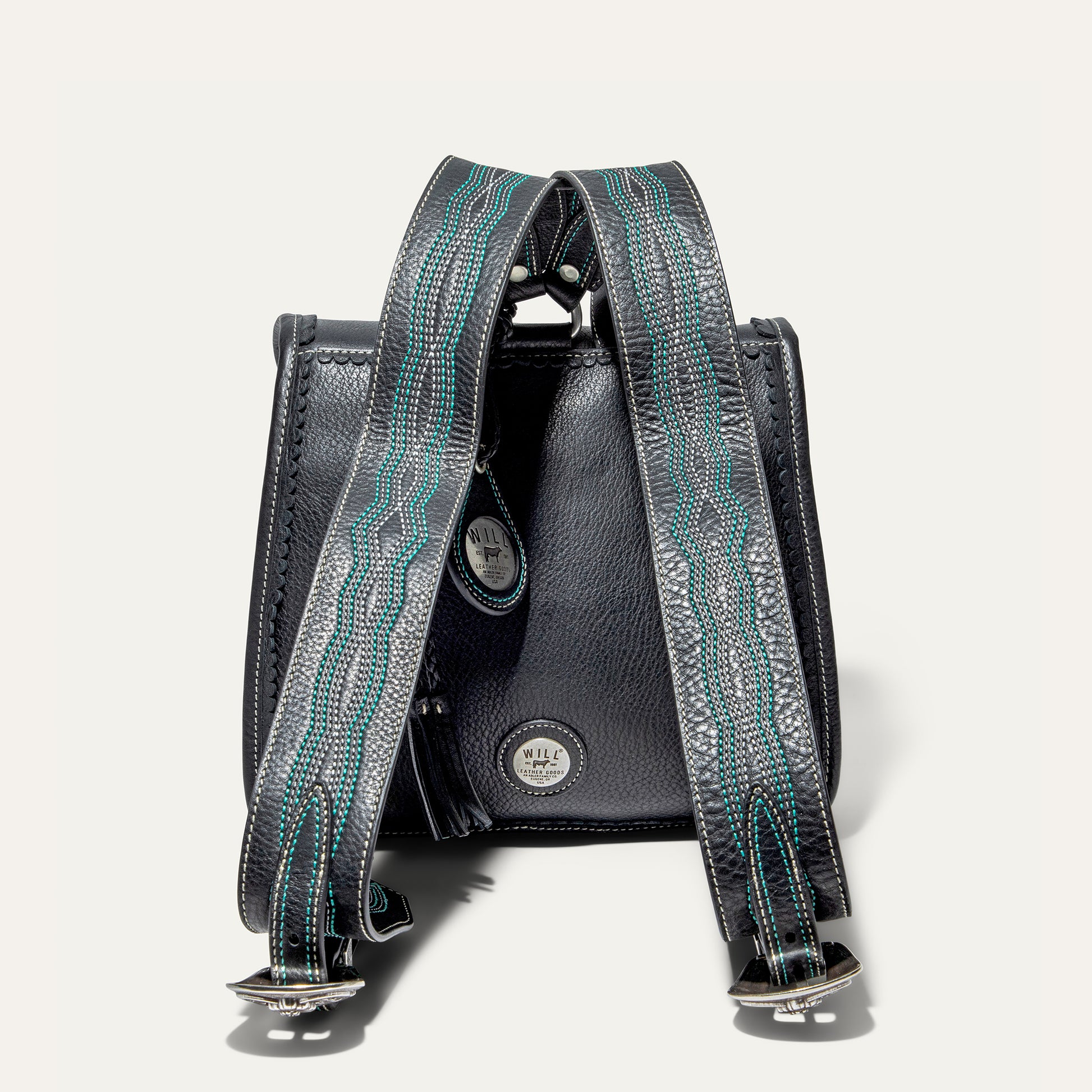 black and silver leather backpack Lubbock Backpack – Will Leather Goods