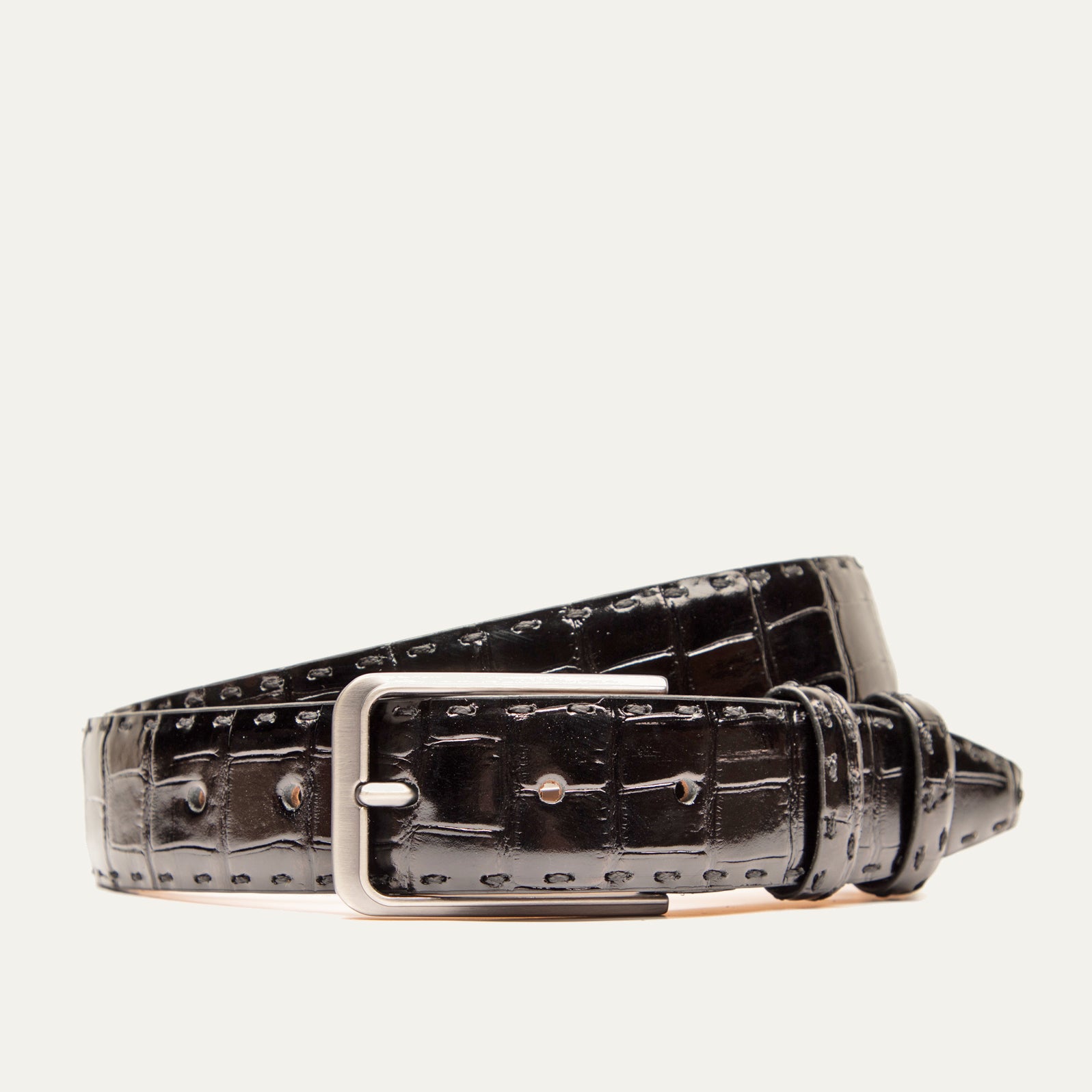 Torino Alligator Embossed Calf Belt - Black 40