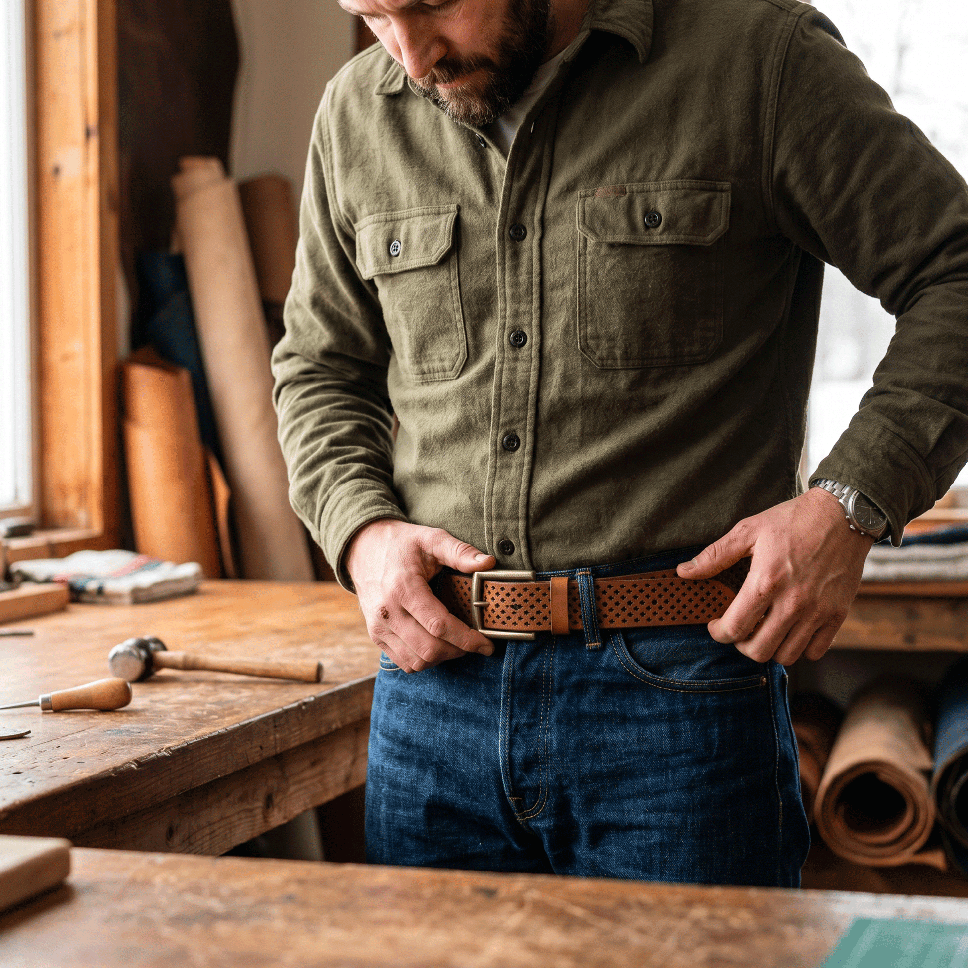 Star Perforated Belt - Will Leather Goods