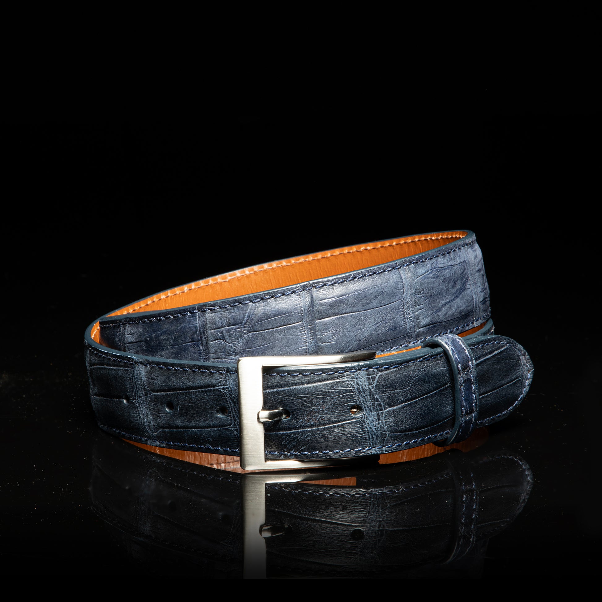 Genuine American Alligator Belt 40mm Black / 44 Genuine American Alligator Belt 40mm Black / 44