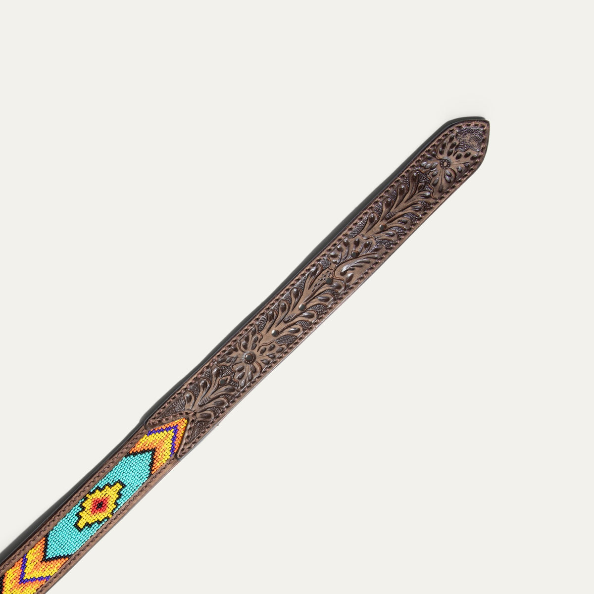 Hand-Tooled Cowboy Beaded Belt - Will Leather Goods