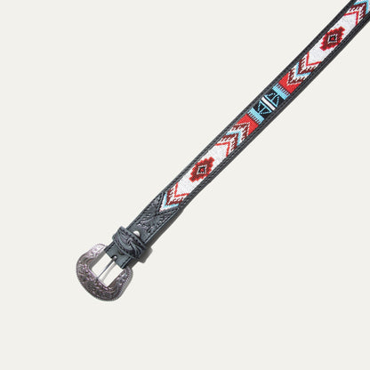 Hand-Tooled Cowboy Beaded Belt - Will Leather Goods