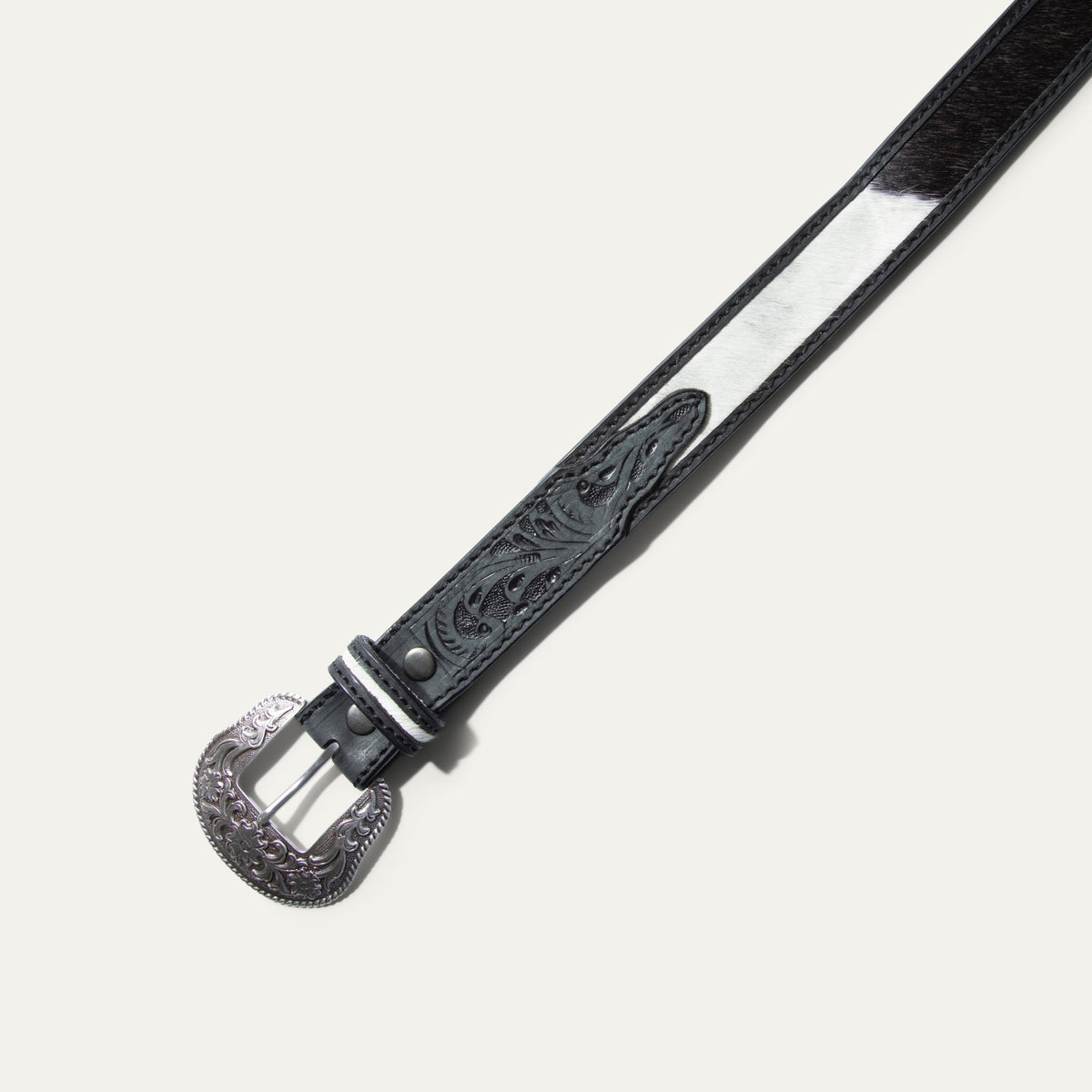 Hand-Tooled Cowboy Haircalf Belt - Will Leather Goods