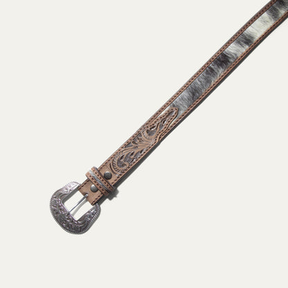 Hand-Tooled Cowboy Haircalf Belt - Will Leather Goods