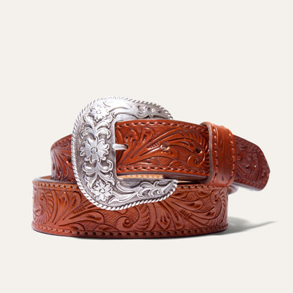 Hand-Tooled Western Billet Belt - Will Leather Goods