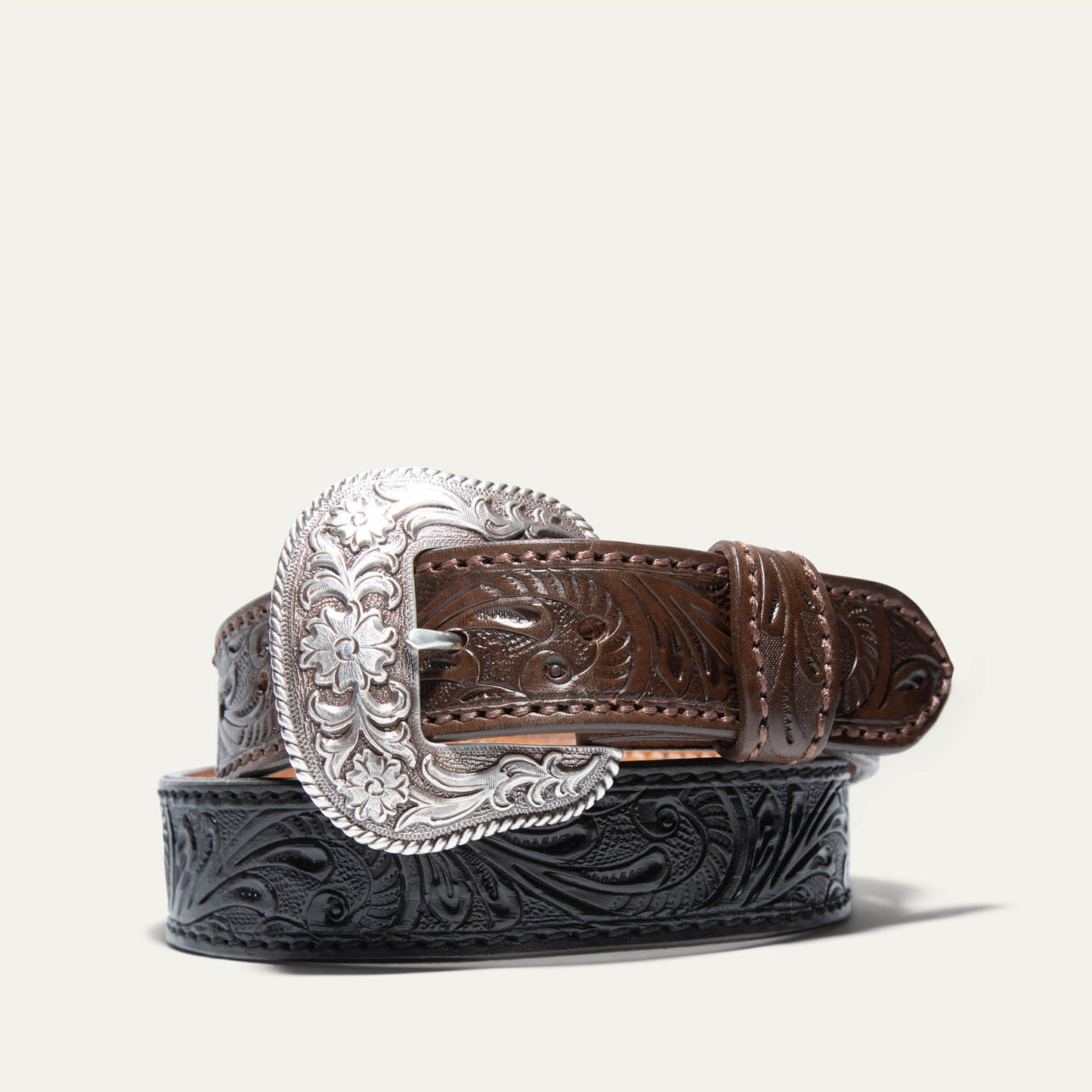 Hand-Tooled Morning Glory Belt