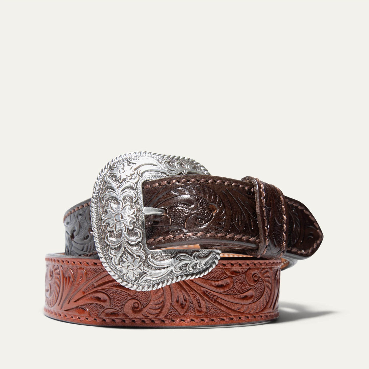 Hand-Tooled Morning Glory Belt