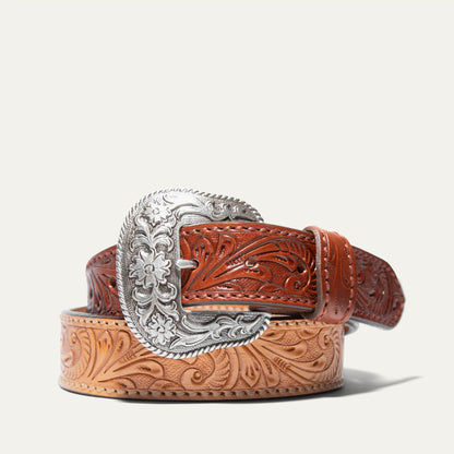 Hand-Tooled Morning Glory Belt
