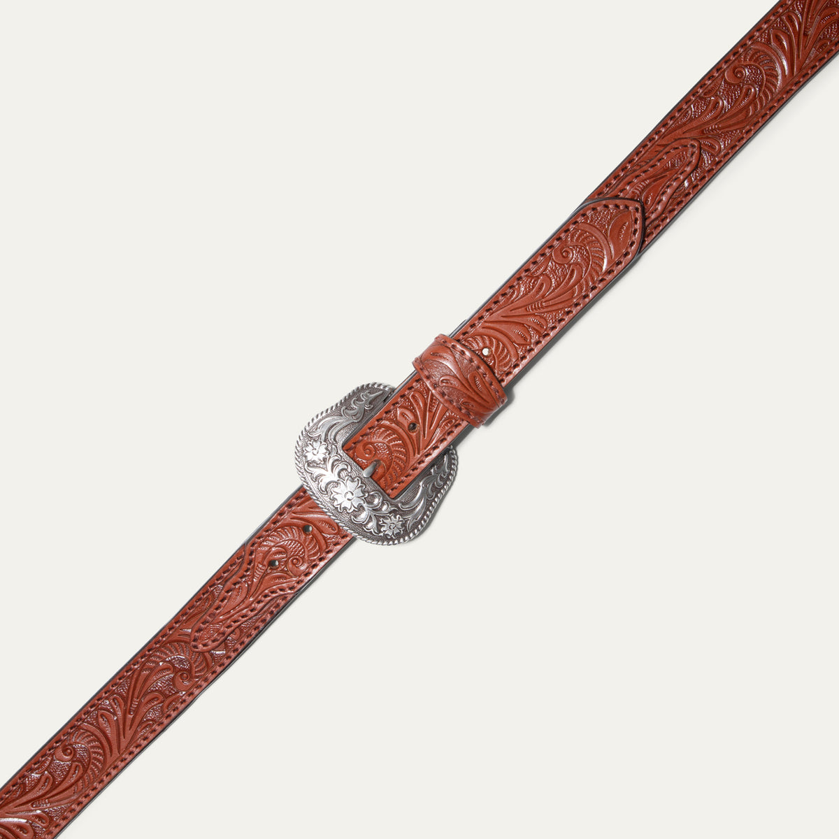 Hand-Tooled Western Billet Belt - Will Leather Goods