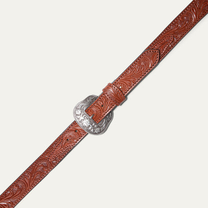 Hand-Tooled Western Billet Belt - Will Leather Goods