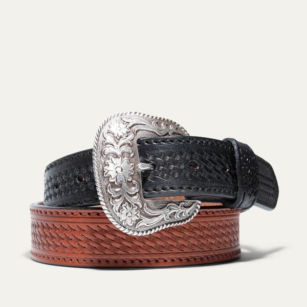 Hand - Tooled Basketweave Belt - Will Leather Goods
