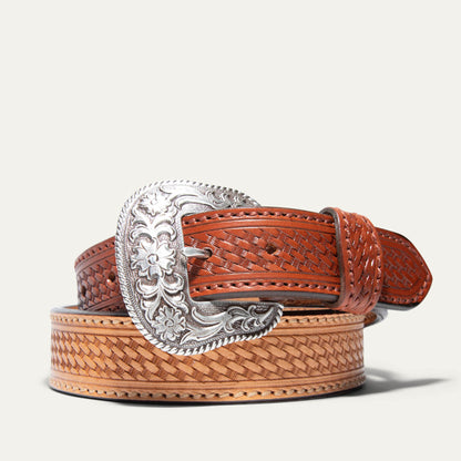 Hand-Tooled Basketweave Belt