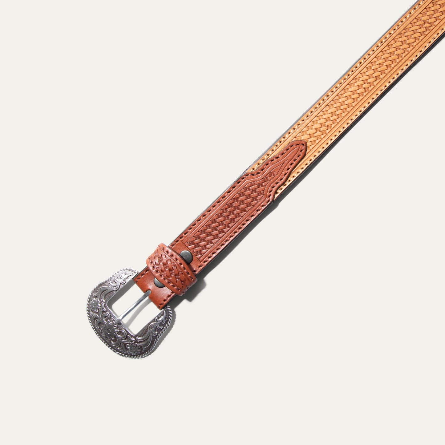 Hand-Tooled Basketweave Belt