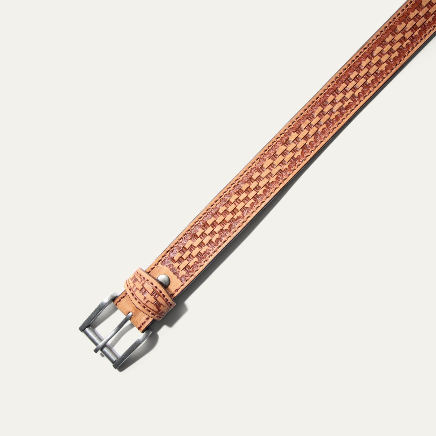 HAND - TOOLED BASKETWEAVE JEAN BELT - Will Leather Goods