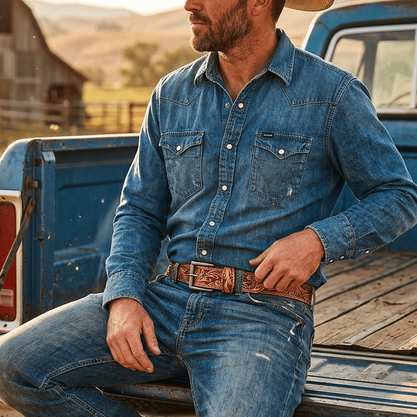 HAND - TOOLED MORNING GLORY JEAN BELT - Will Leather Goods