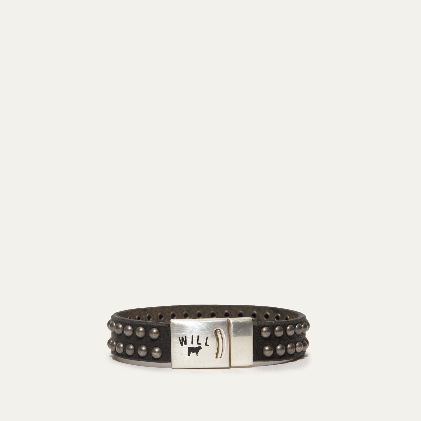 Magnetic Bracelet W/ Two Rows of Dome Studs