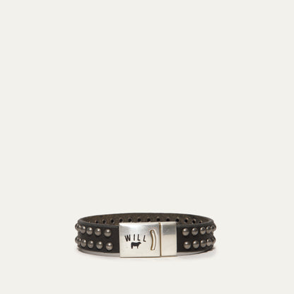 Magnetic Bracelet W/ Two Rows of Dome Studs