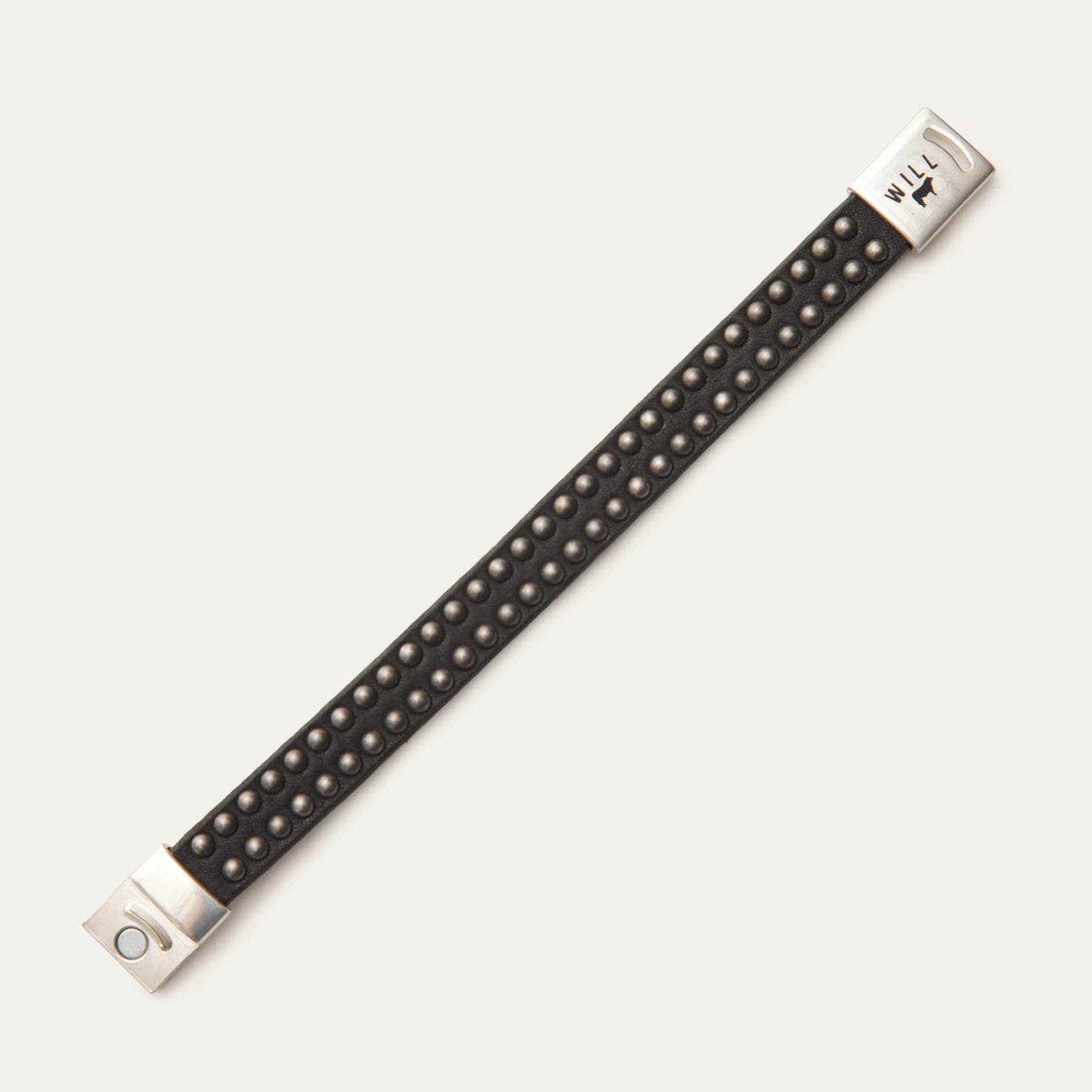 Magnetic Bracelet W/ Two Rows of Dome Studs