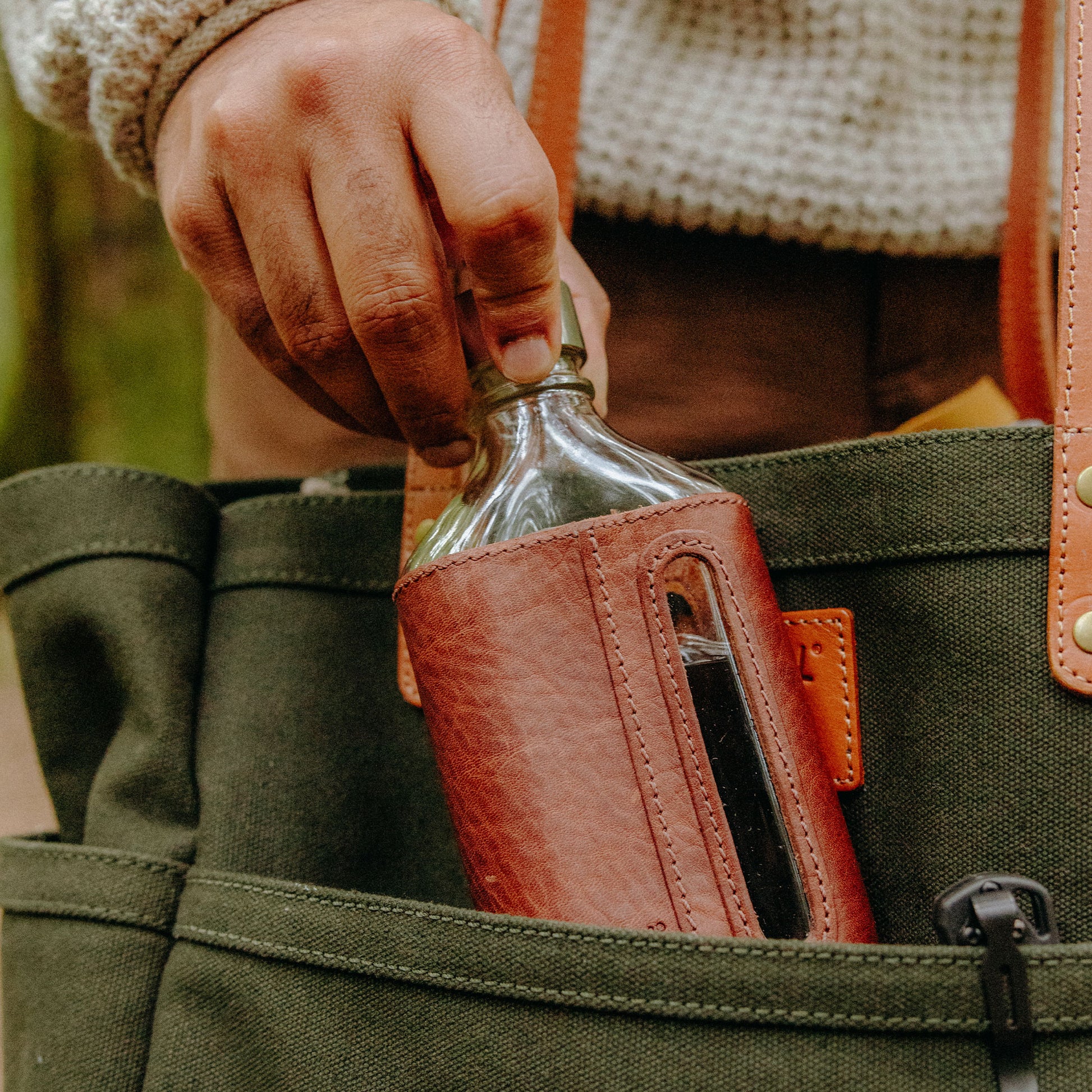 Glass Leather Flask 375Ml - Will Leather Goods