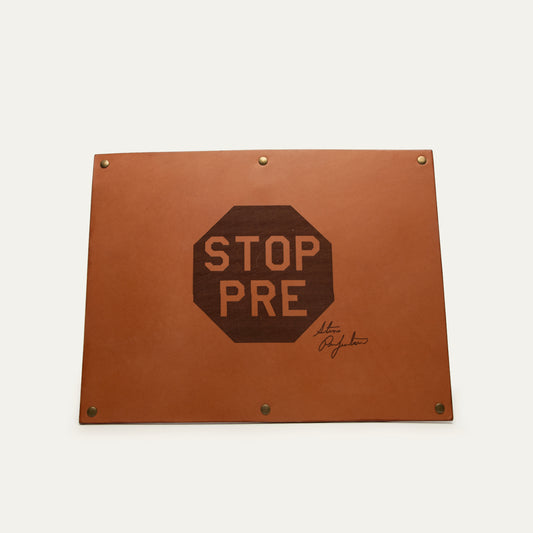 Leather Sign Stop Pre