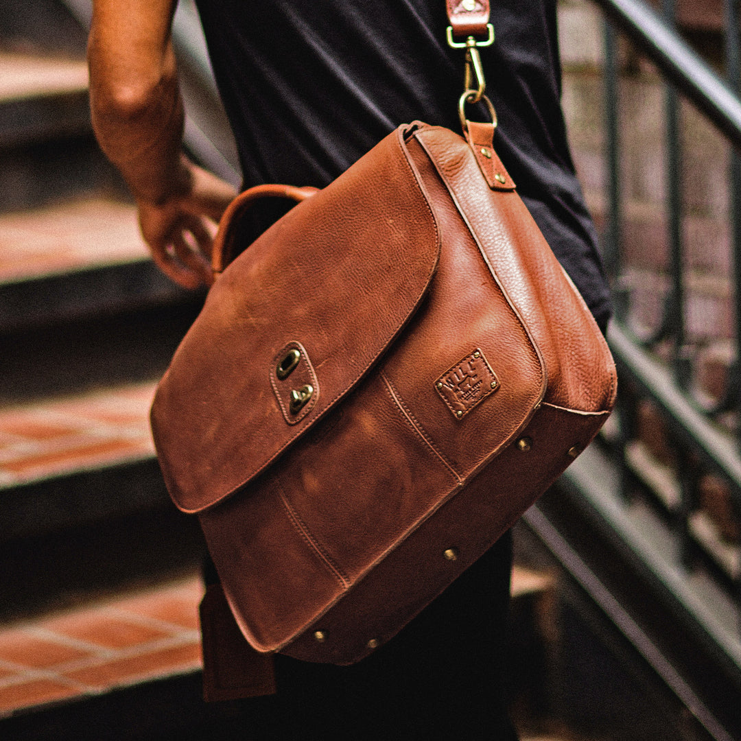 KENT LEATHER MESSENGER COGNAC – Will Leather Goods
