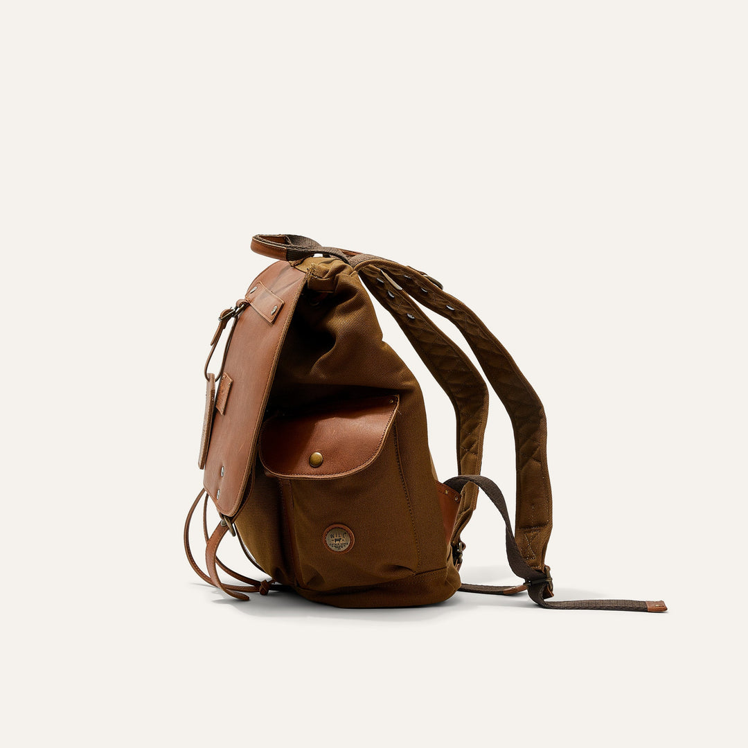 LENNON CANVAS AND LEATHER BACKPACK TOBACCO/COGNAC – Will Leather Goods